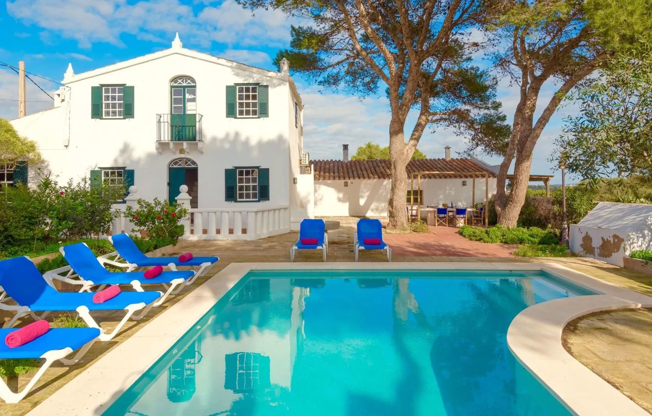 Photo wallpaper Villa, pool, architecture, terrace, Balearic islands, Sant Lluis, Villa Torret