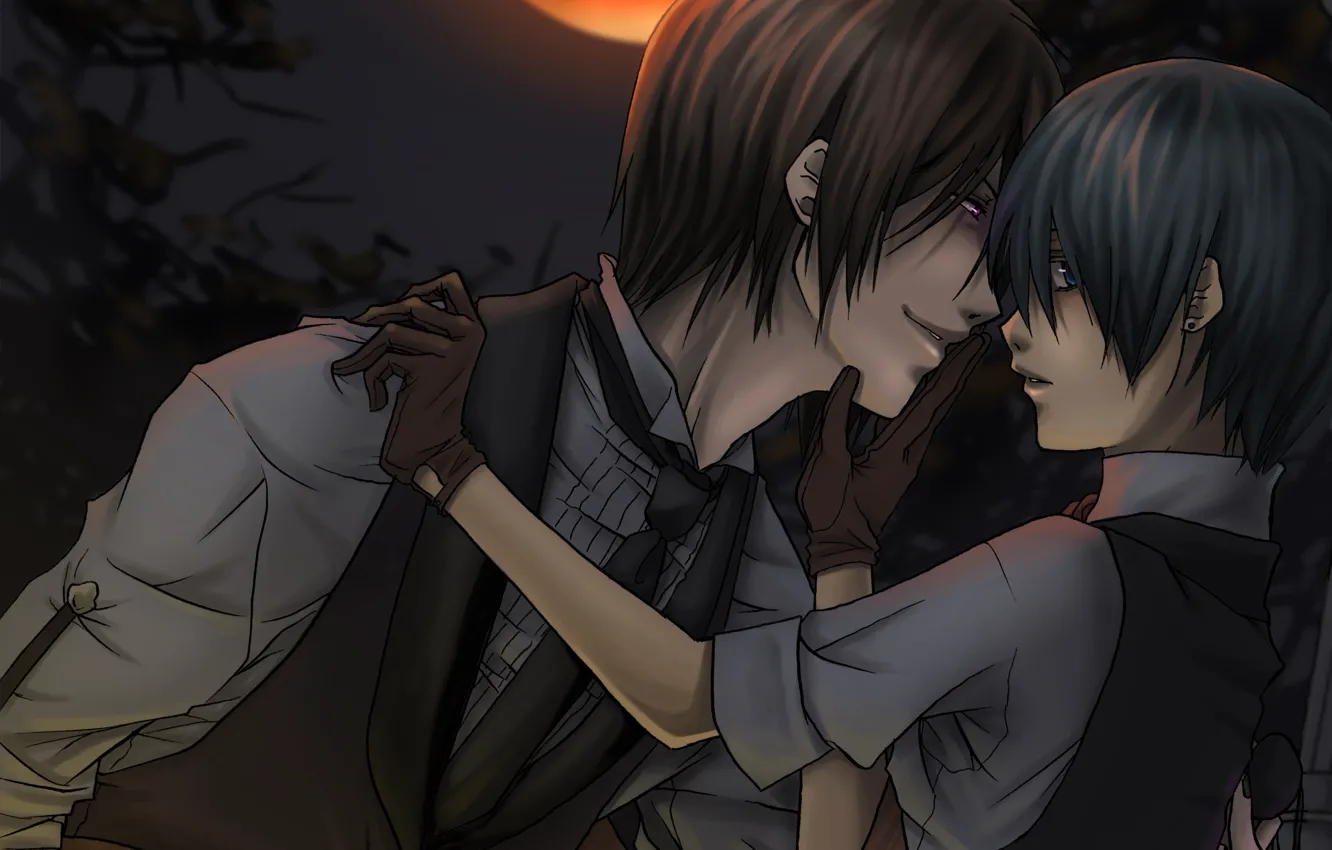 Photo wallpaper anime, the demon, art, kuroshitsuji, Sebastian, Dark Butler, Ciel