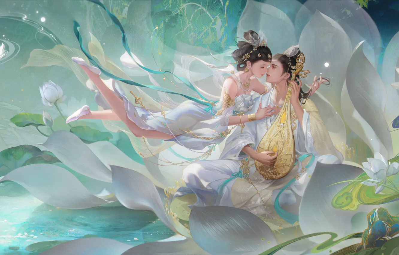 Photo wallpaper girl, love, people, art, pair, China, guy, two