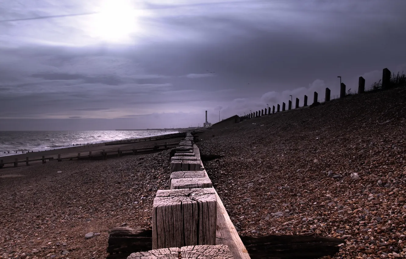 Photo wallpaper sea, landscape, beach, Shoreham Harbour