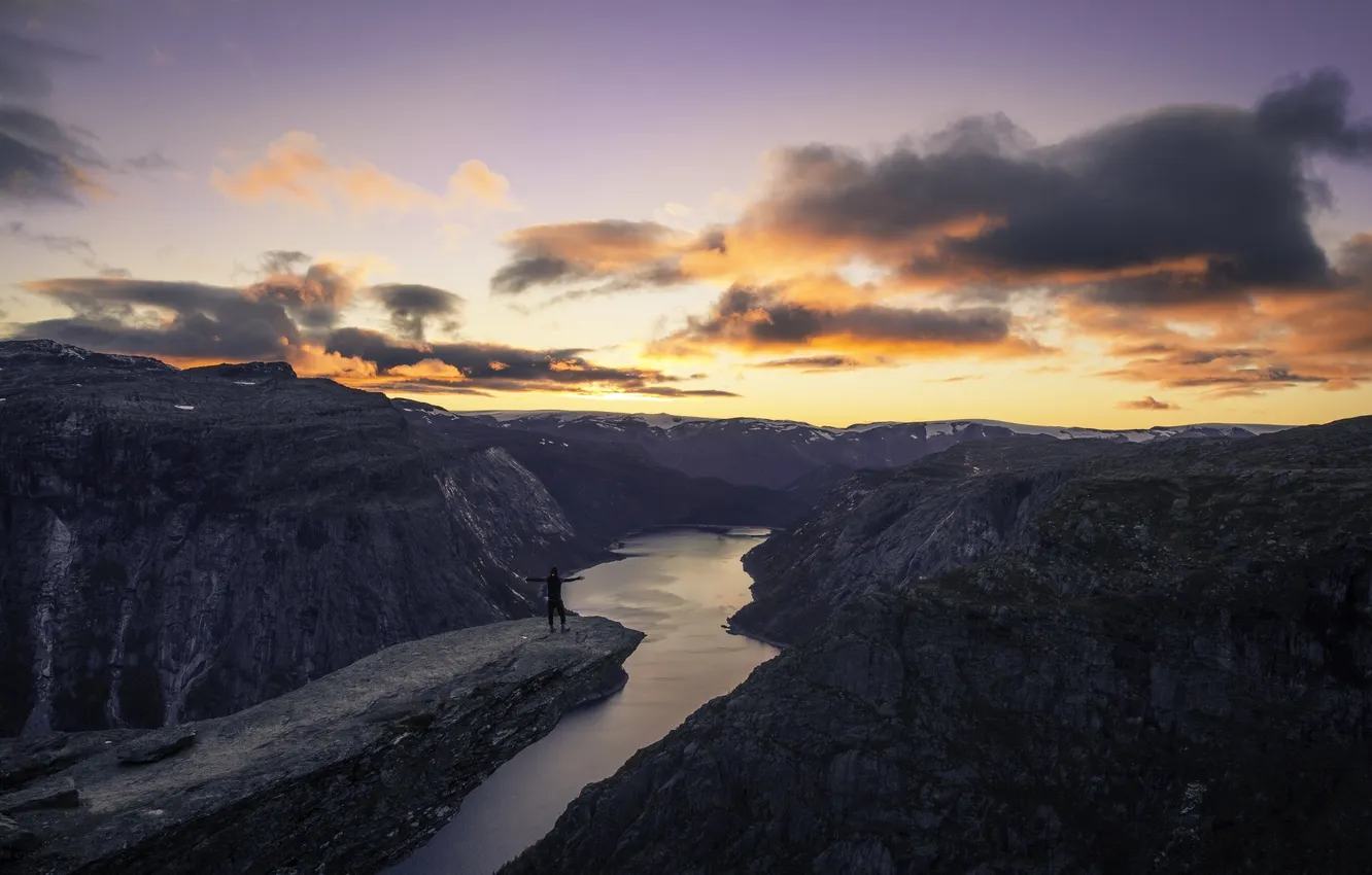 Photo wallpaper landscape, mountains, river, valley