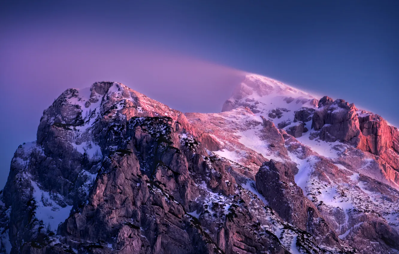 Photo wallpaper snow, landscape, mountains, nature, the wind