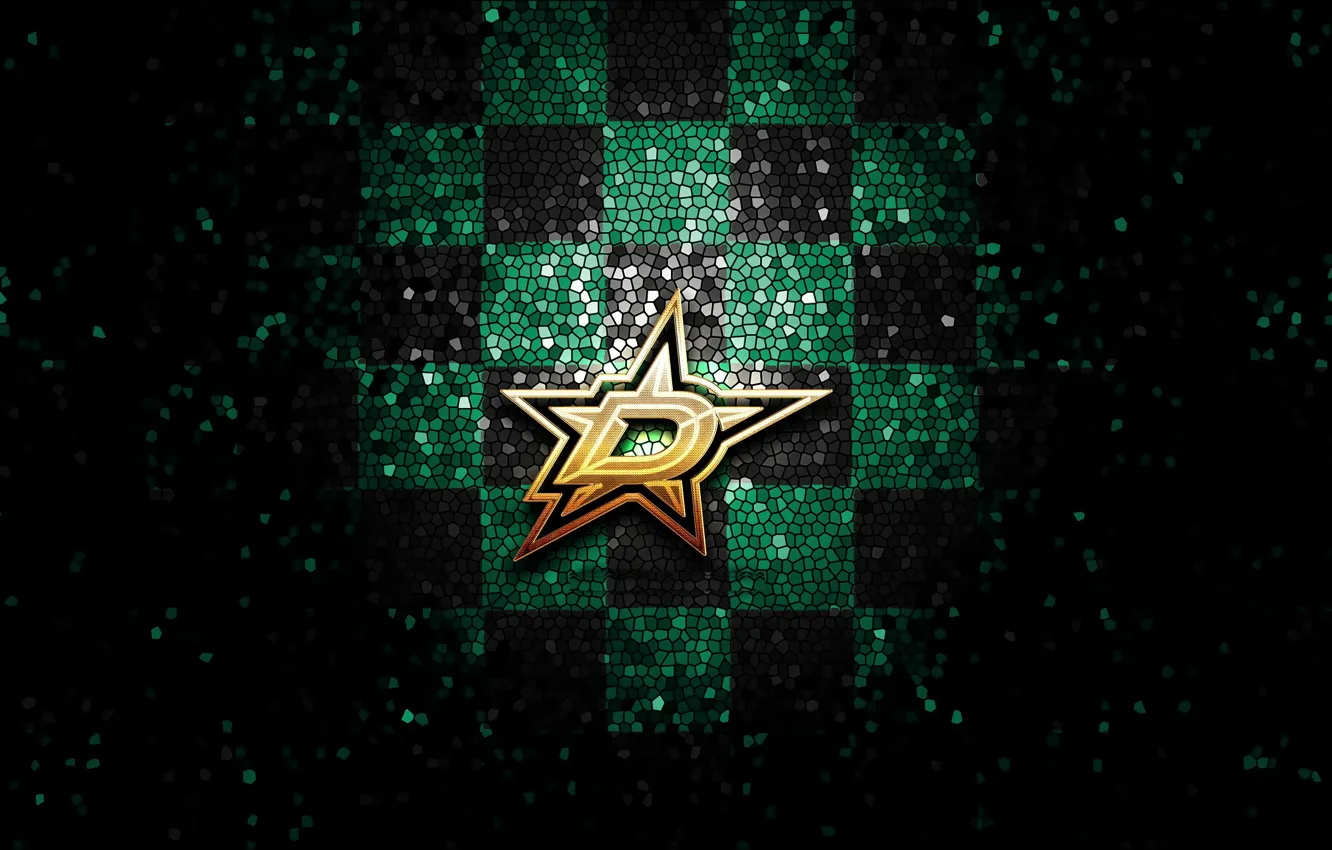 Photo wallpaper wallpaper, sport, logo, NHL, hockey, glitter, checkered, Dallas Stars