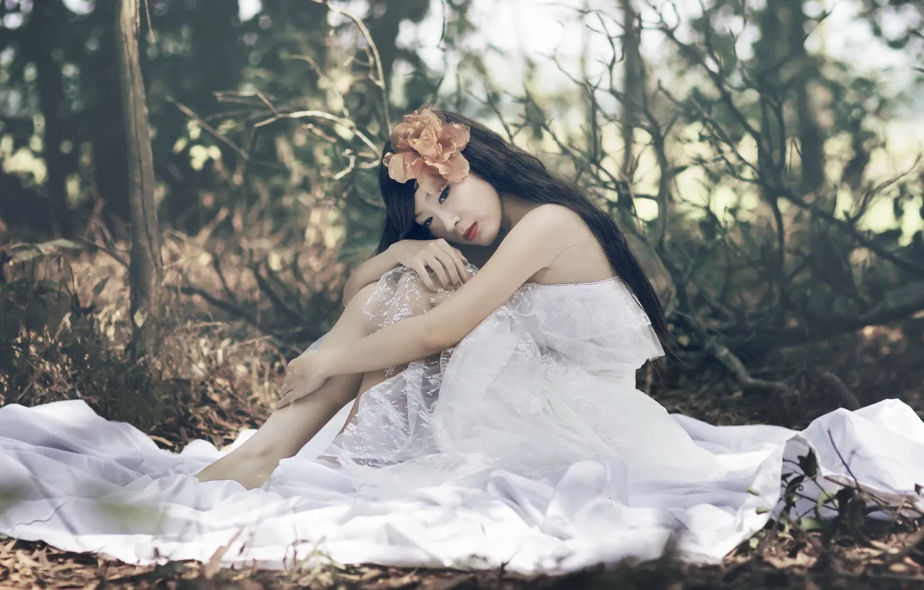 Photo wallpaper girl, pose, Asian