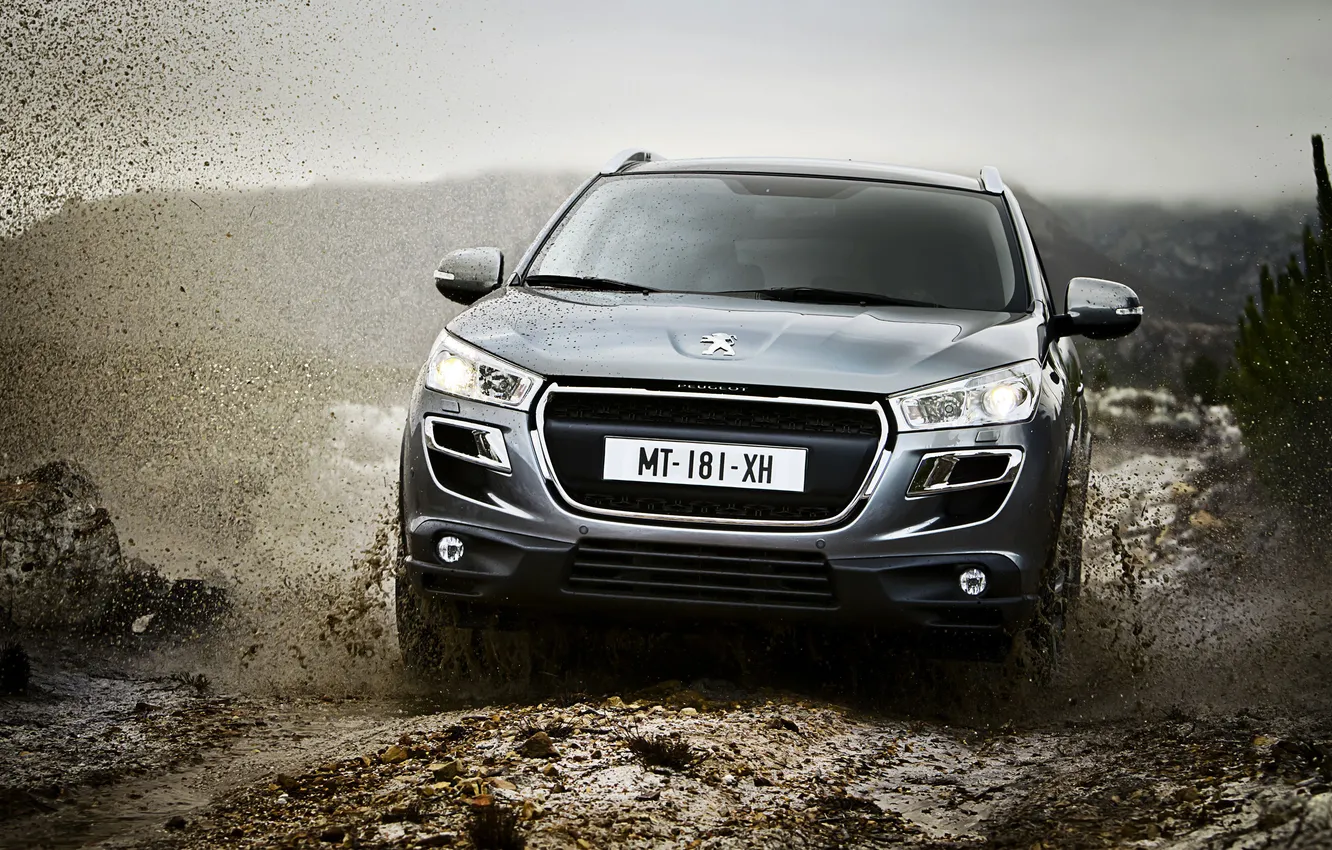 Photo wallpaper squirt, dirt, SUV, Peugeot, peugeot 4008