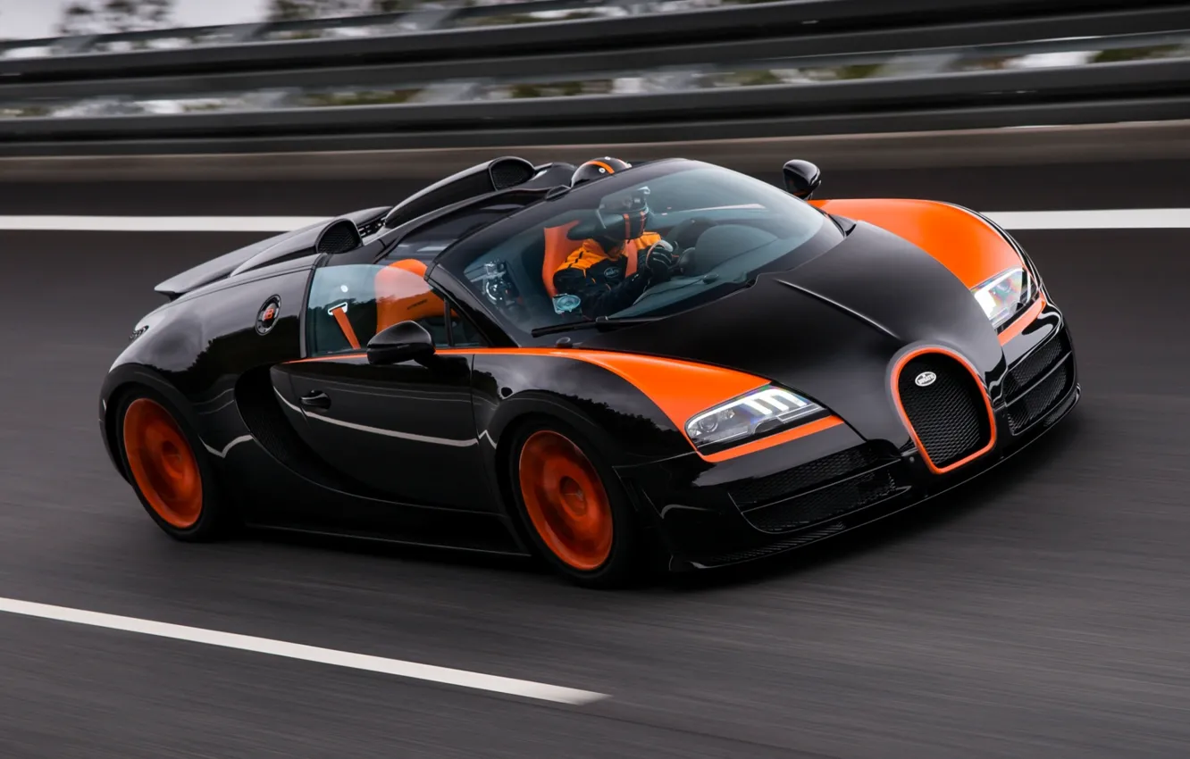 Photo wallpaper Bugatti, Bugatti, Veyron, Veyron, supercar, racing track, the front, hypercar