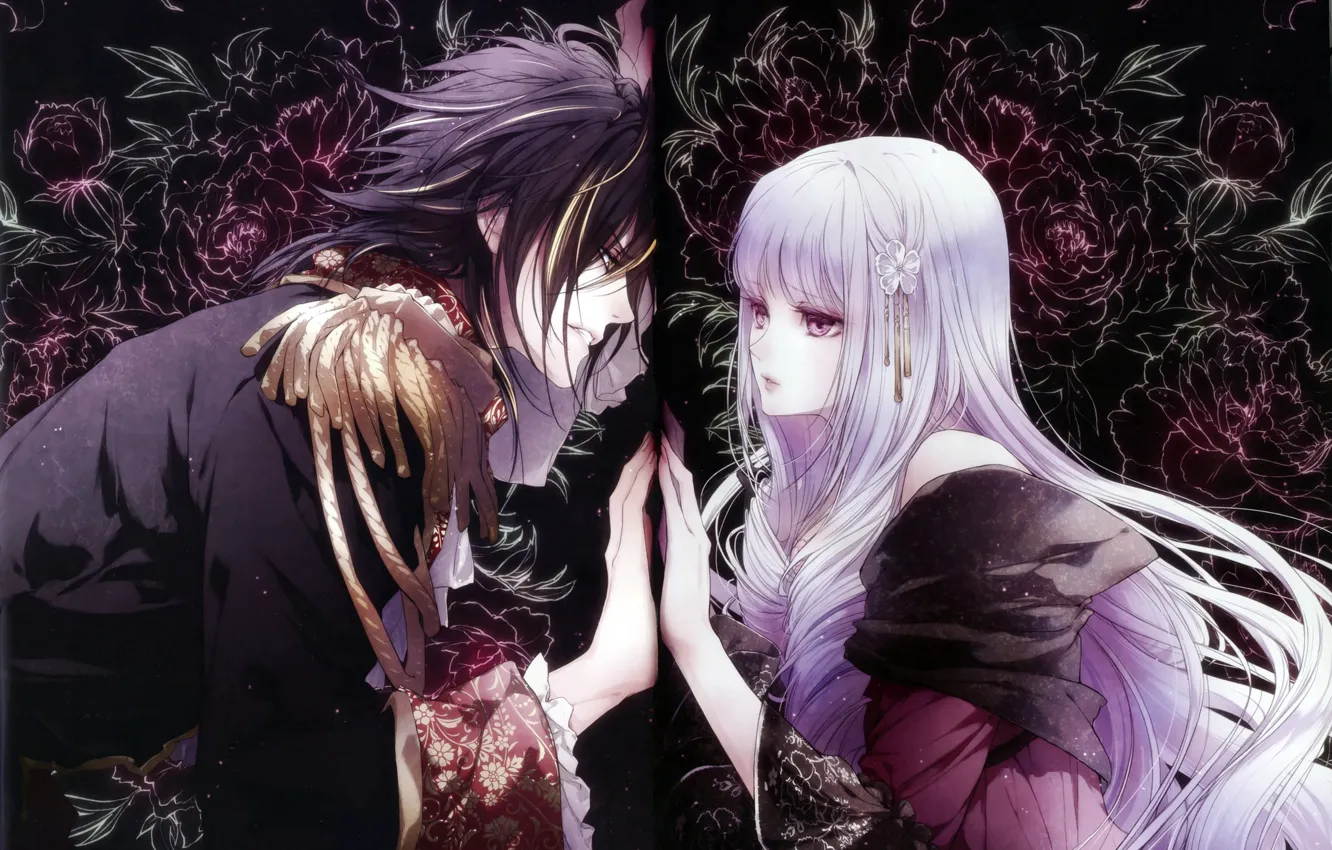 Photo wallpaper girl, flowers, the game, anime, art, guy, queen of the flowers