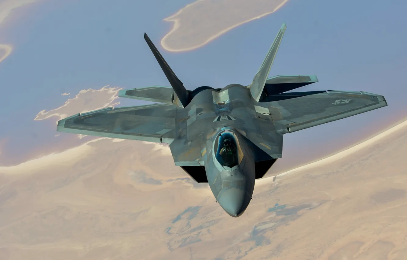 Photo wallpaper F-22, Raptor, UNITED STATES AIR FORCE, Lockheed/Boeing, multi-purpose fighter of the fifth generation