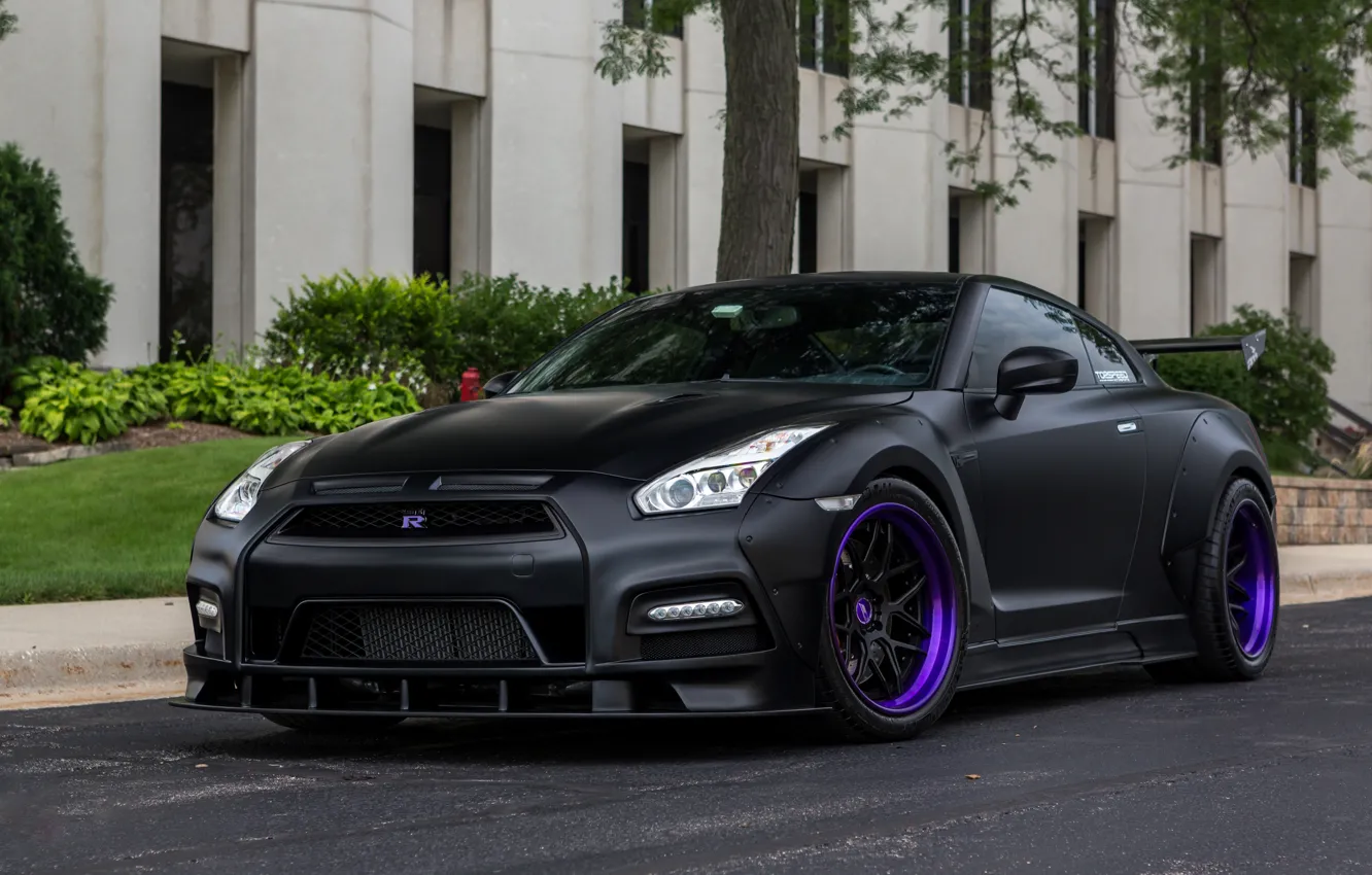 Photo wallpaper GTR, Nissan, Black, Matte