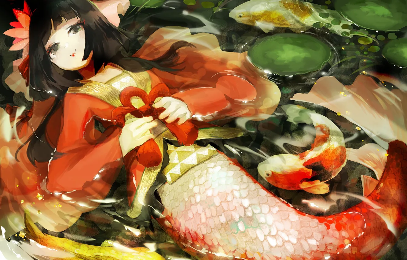 Photo wallpaper mermaid, anime, art, onmyouji