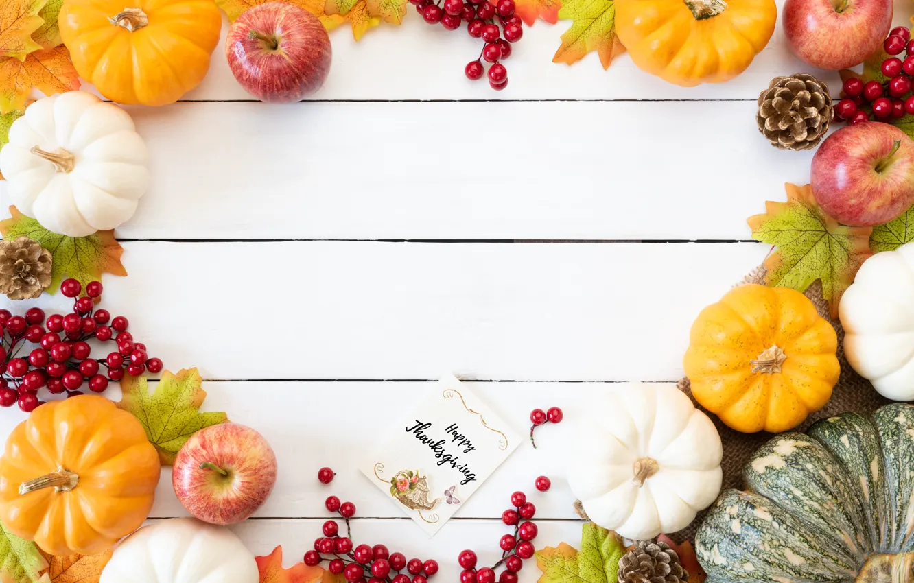 Photo wallpaper autumn, leaves, background, Board, colorful, pumpkin, maple, wood