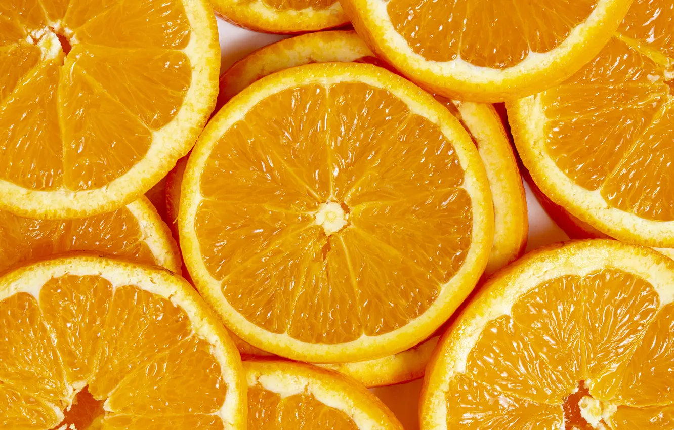 Photo wallpaper macro, orange, slices