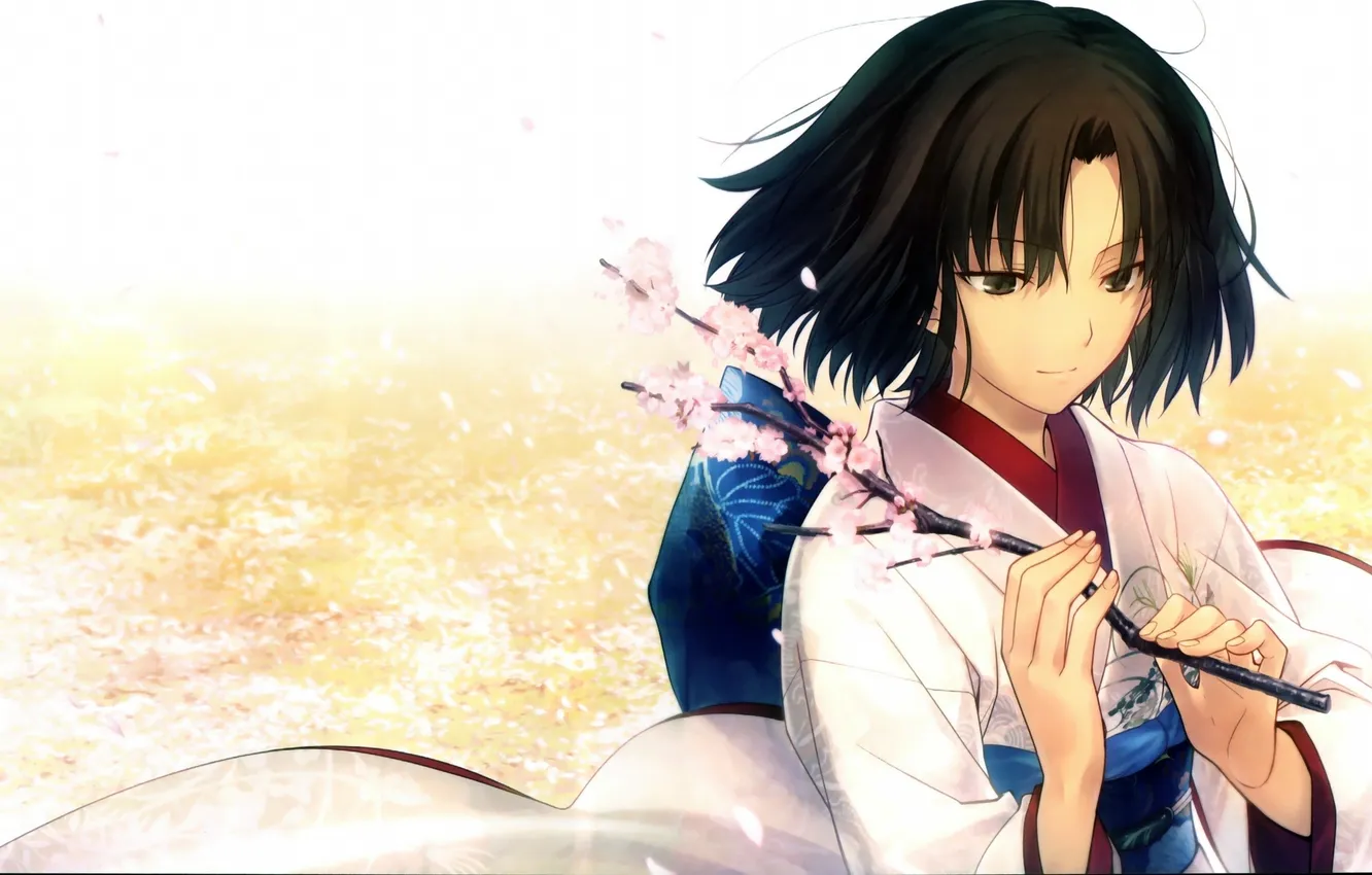 Photo wallpaper girl, anime, Sakura, art, kimono