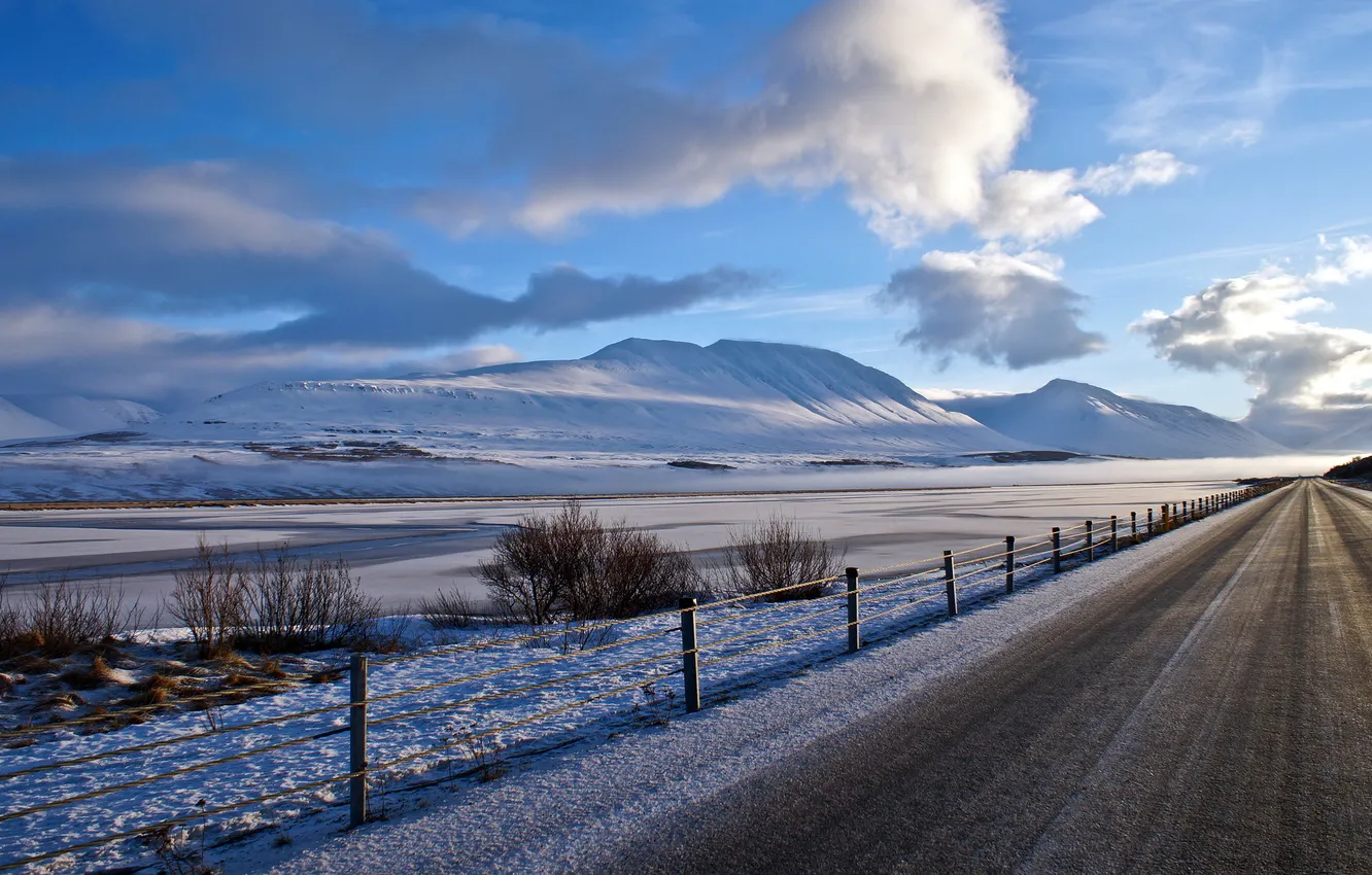 Photo wallpaper road, landscape, mountains