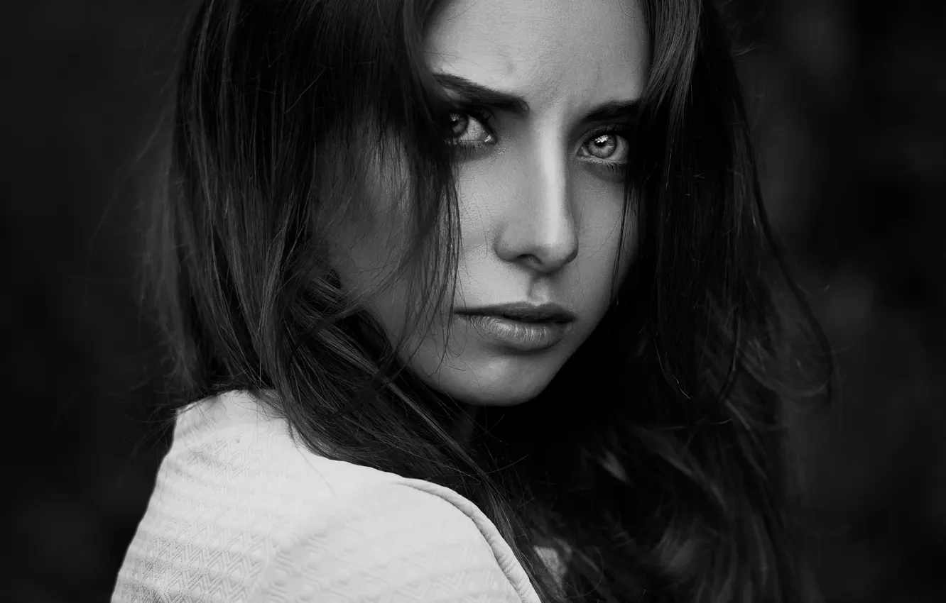 Photo wallpaper portrait, black and white, Natalya