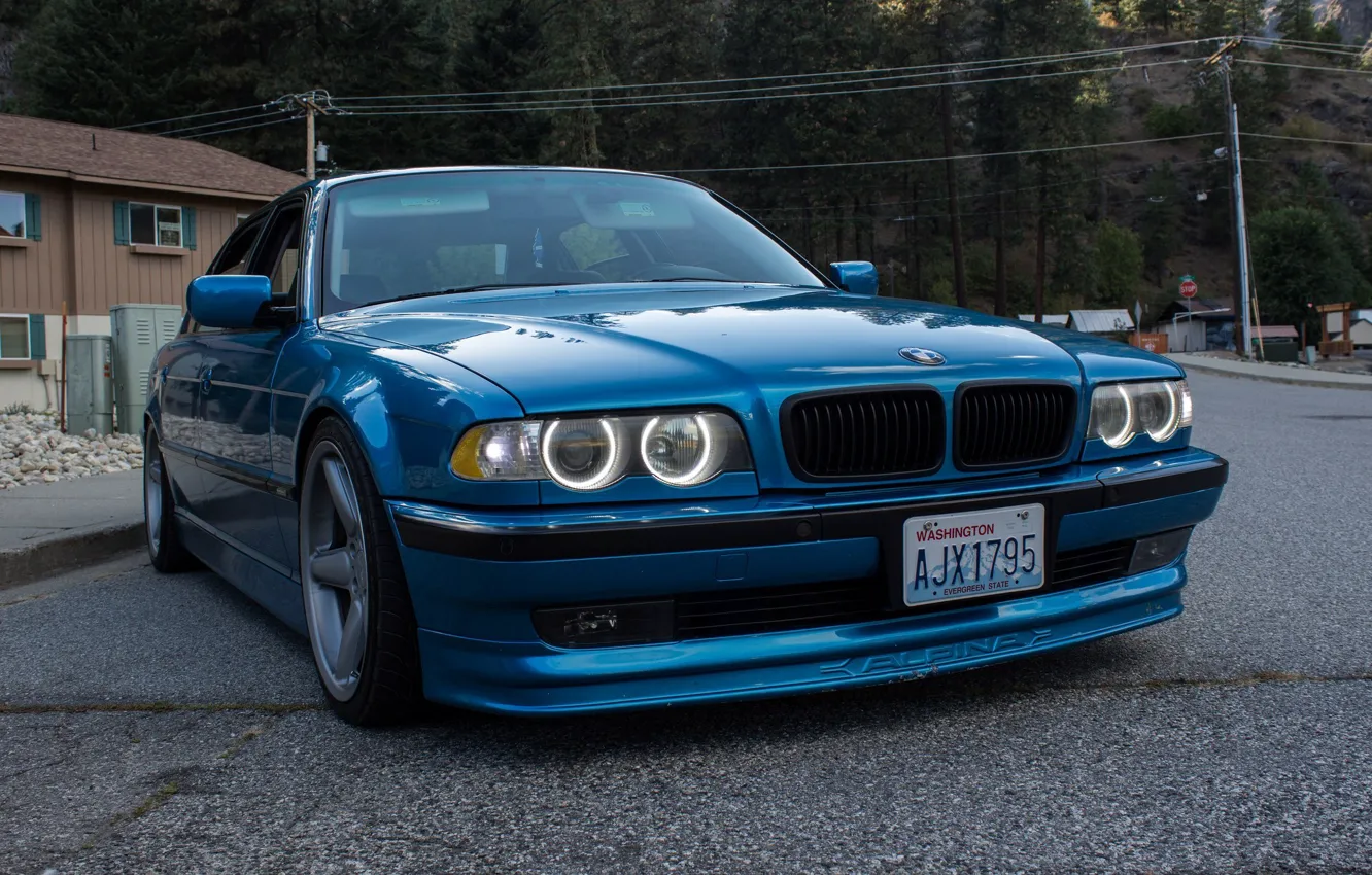 Photo wallpaper BMW, blue, 7series, E38