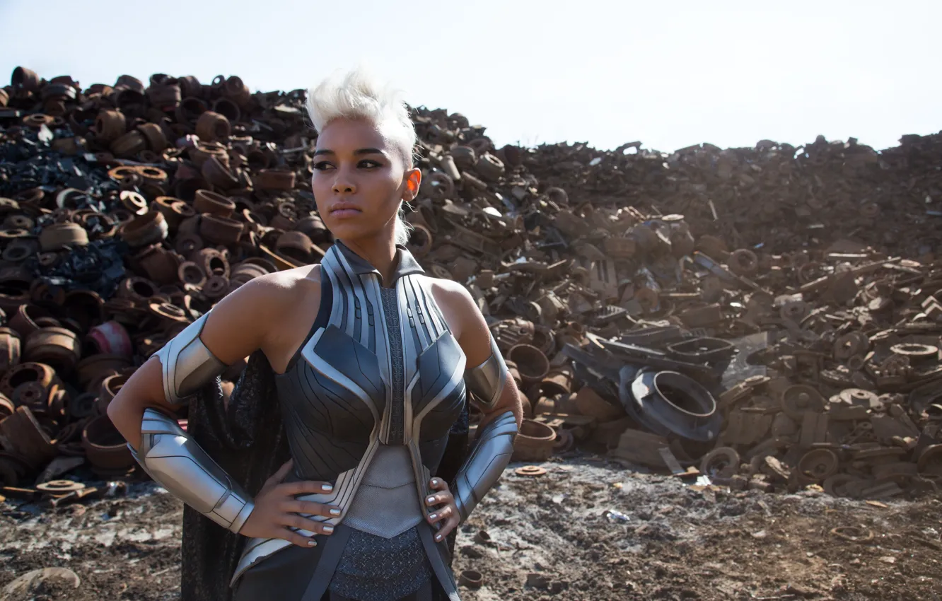 Photo wallpaper fiction, frame, hairstyle, blonde, costume, dump, storm, Ororo Munroe