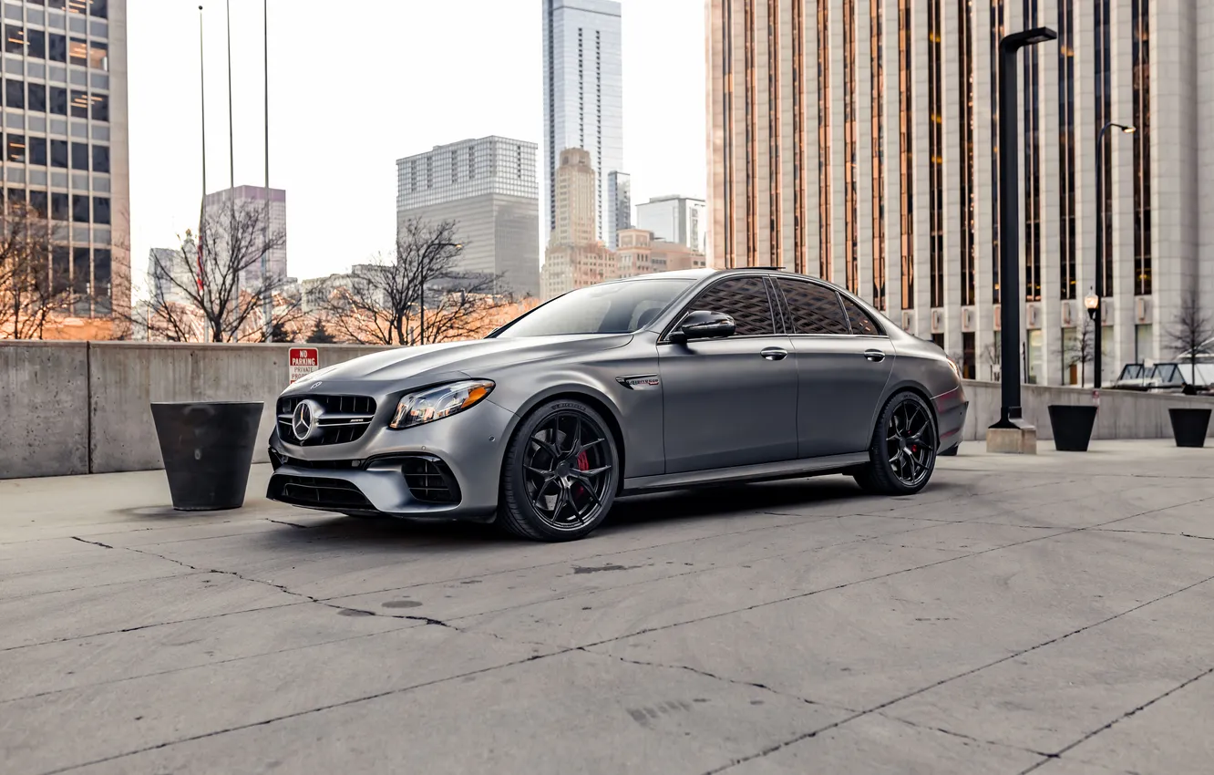 Photo wallpaper city, Mercedes-Benz, Mercedes, AMG, grey, Mercedes-Benz E 63 AMG, E63 AMG