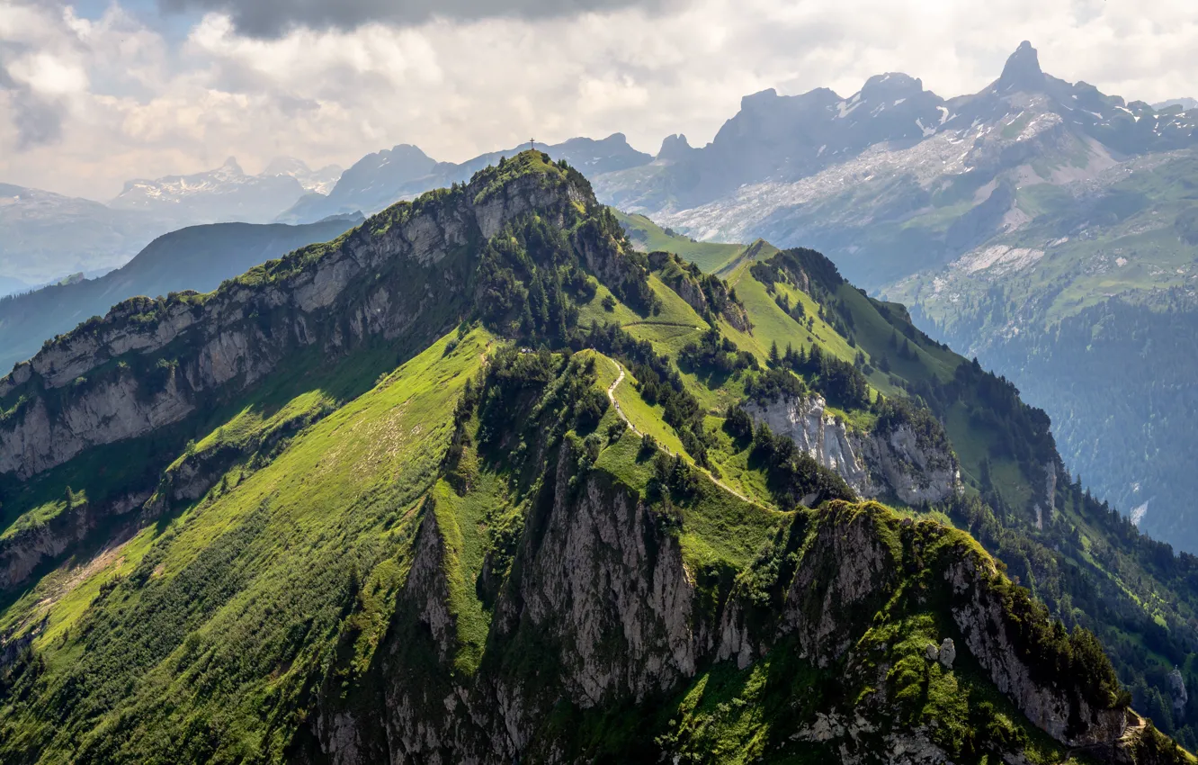 Photo wallpaper nature, mountains, Switzerland, Alps, tops, landscape