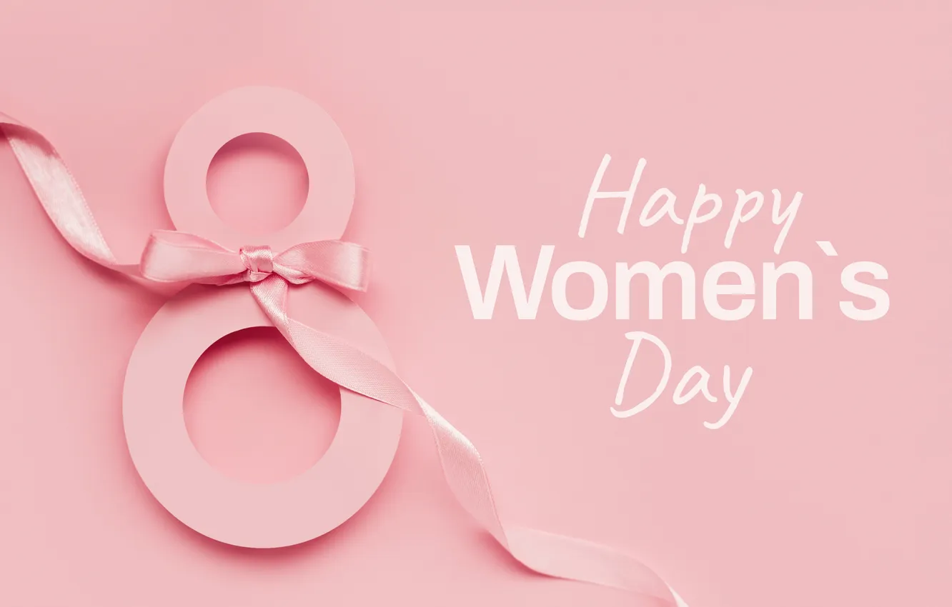 Photo wallpaper figure, tape, happy, pink background, March 8, pink, background, number