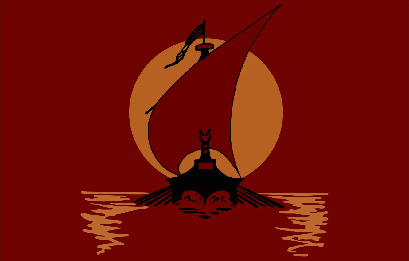 Photo wallpaper sea, sail, paddle, Viking, Drakkar