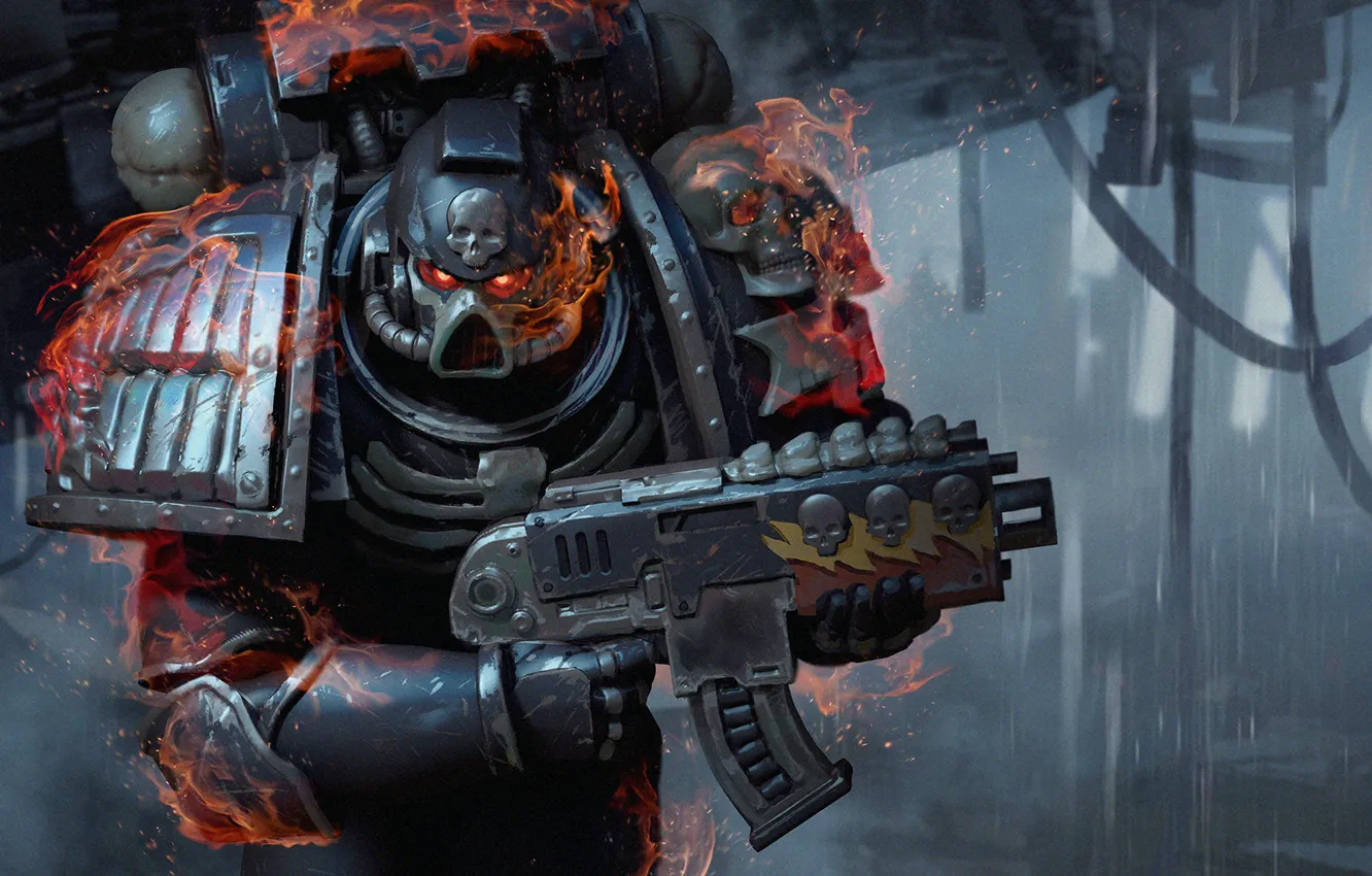 Photo wallpaper lights, weapons, warrior, Warhammer, power armor