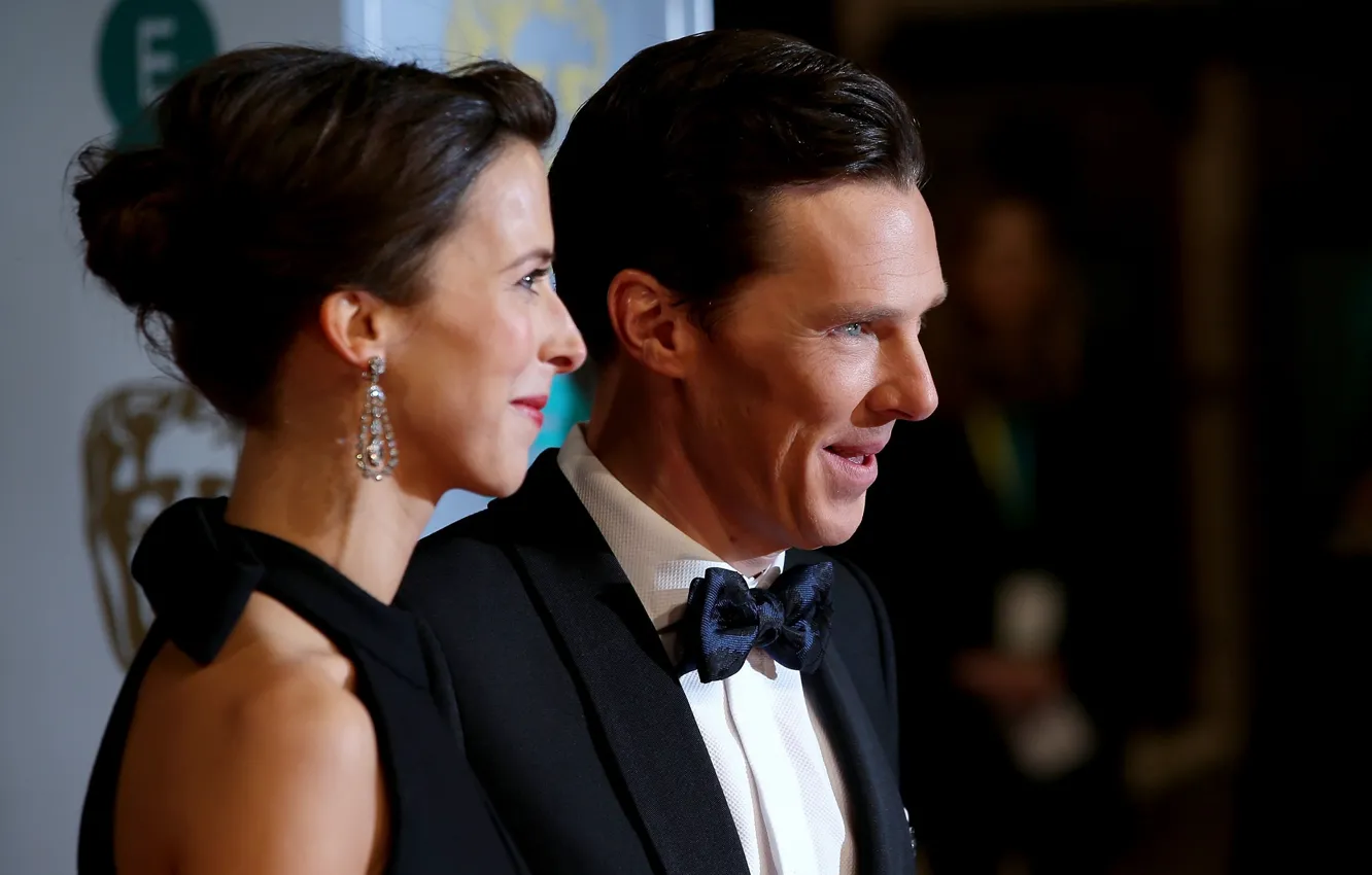 Photo wallpaper profile, two, side, smiling, Benedict Cumberbatch, Benedict Cumberbatch, happy, wife