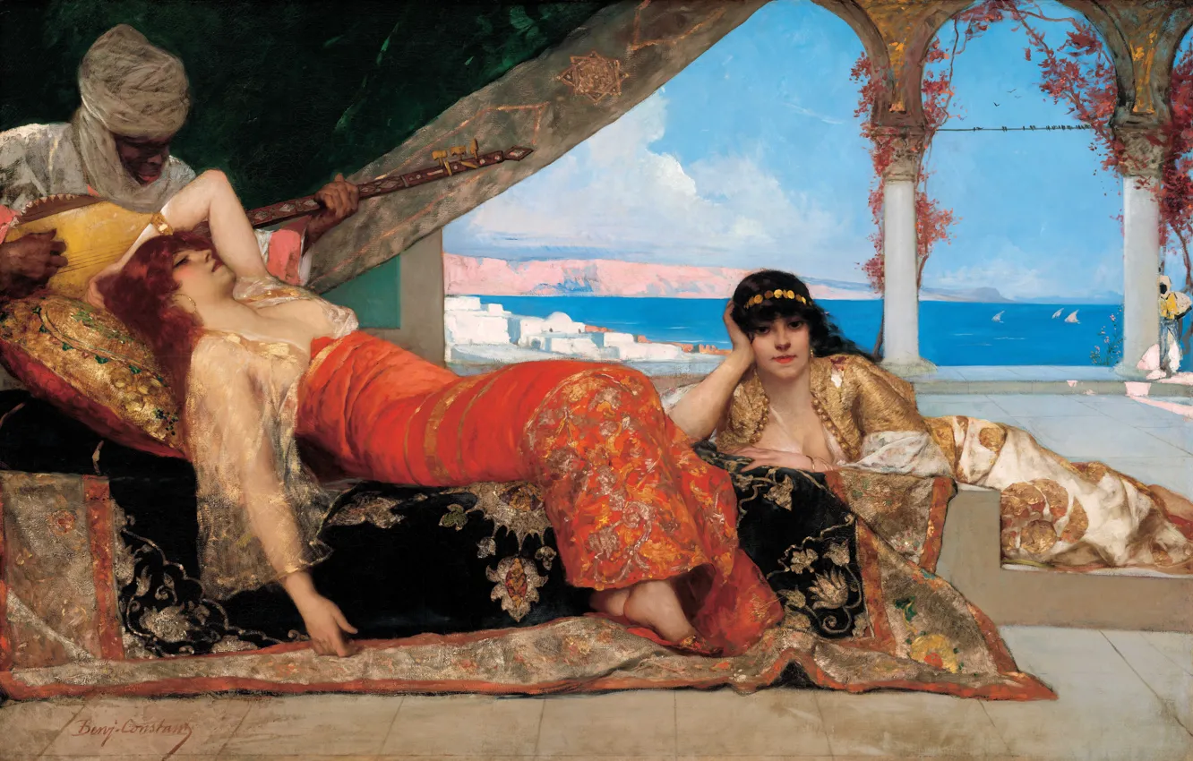 Photo wallpaper Girls, Picture, Musician, French artist, Jean Joseph Benjamin Constant, The Emir's favorite, Jean-Joseph Benjamin-Constant