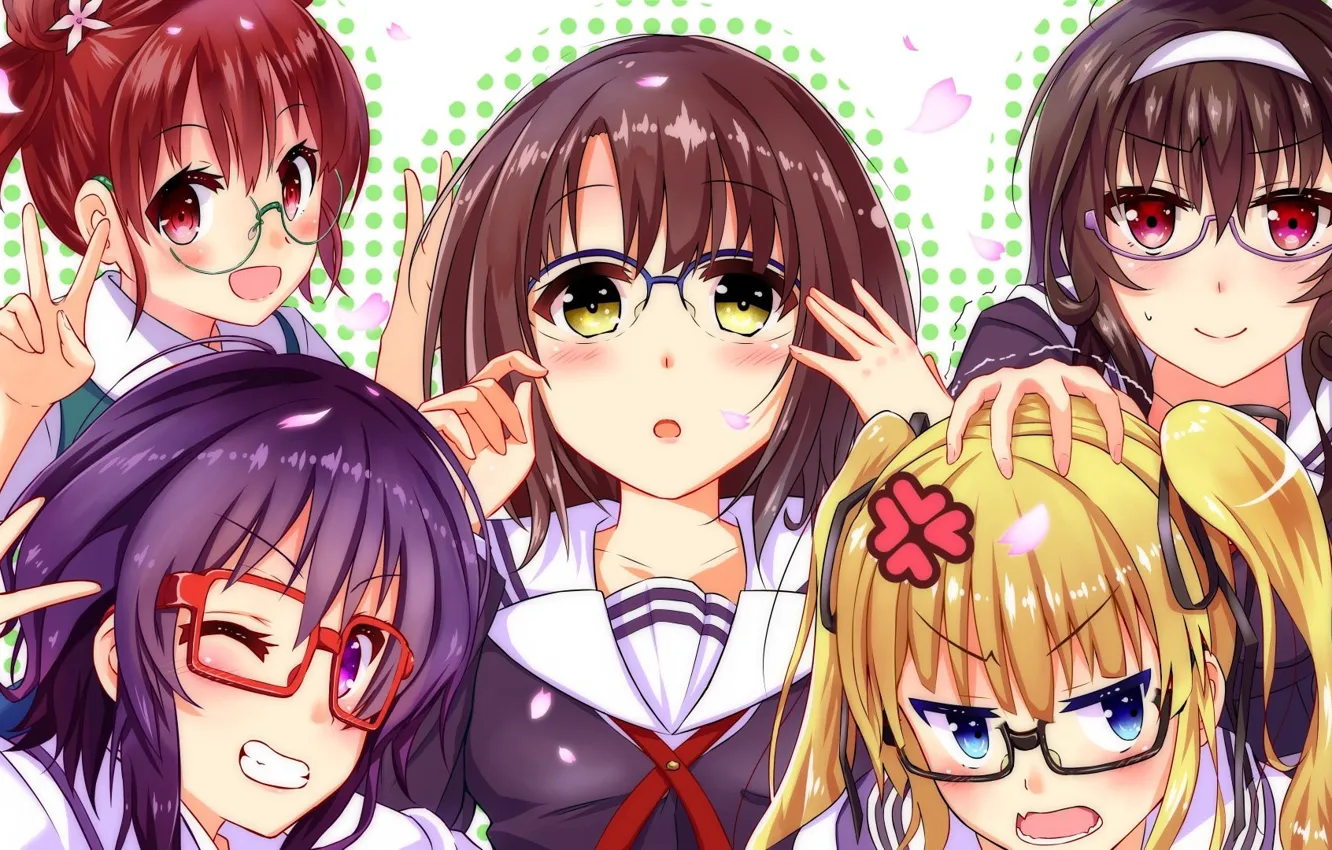Photo wallpaper kawaii, anime, red eyes, purple eyes, pretty, blonde, manga, group