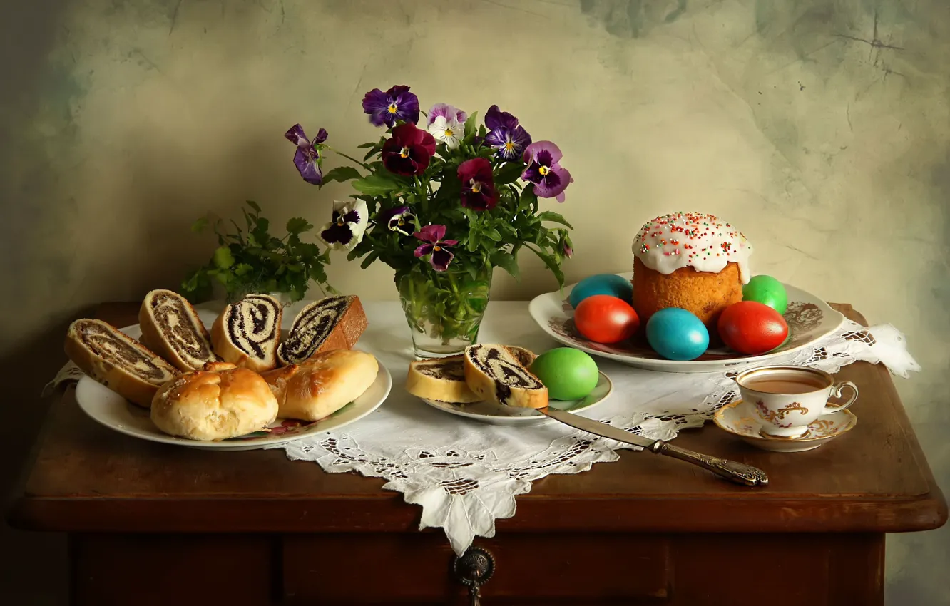 Photo wallpaper holiday, eggs, Easter, still life
