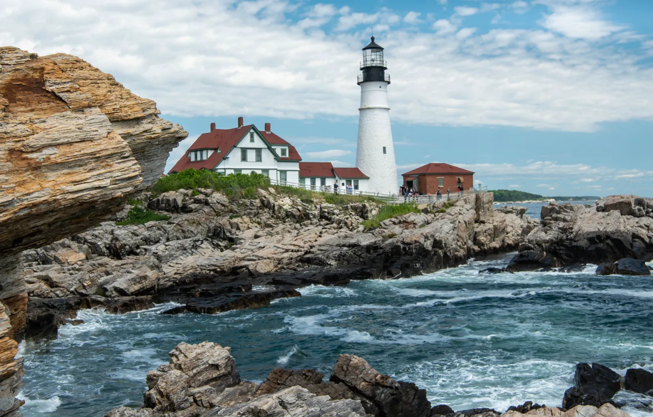 Photo wallpaper coast, lighthouse, USA, Portland
