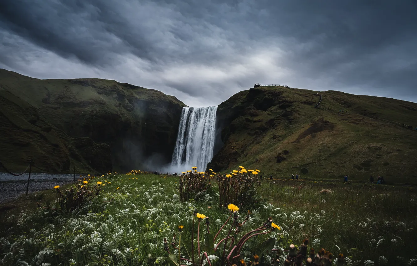Photo wallpaper nature, rocks, shore, waterfall, stream