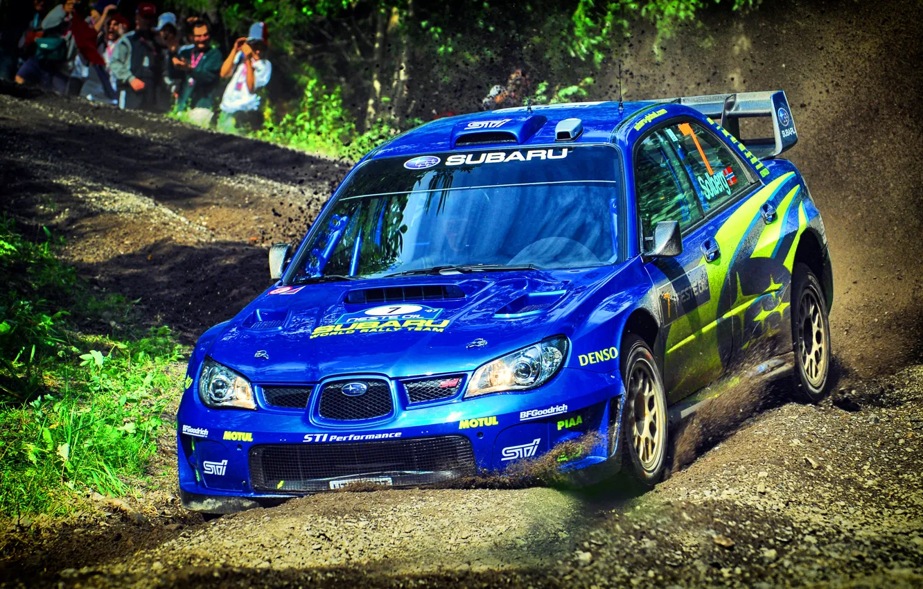 Photo wallpaper Auto, Blue, Subaru, Impreza, Sport, Machine, Race, WRX