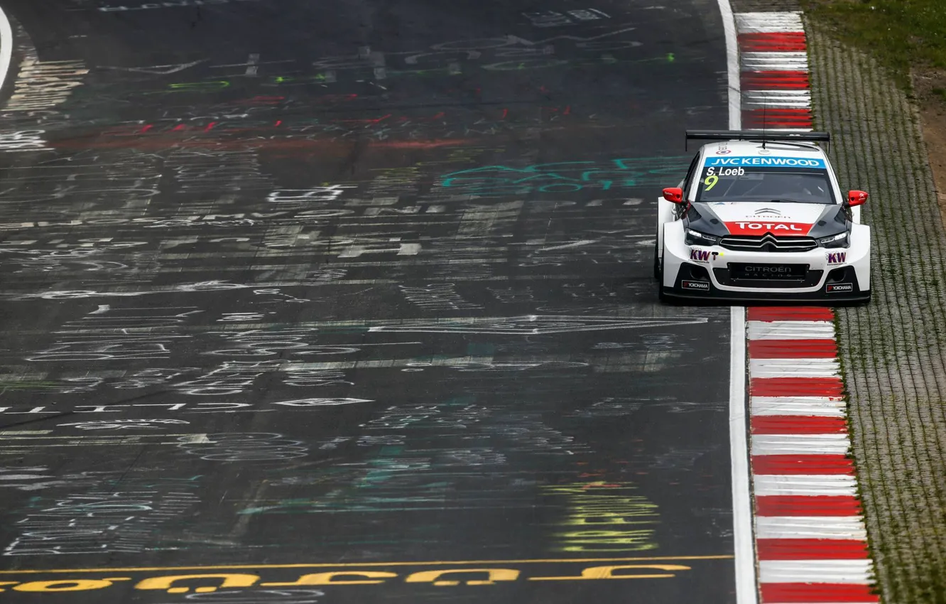 Photo wallpaper Citroen, Citroen, Loeb, the curb, WTCC, C-Elysee