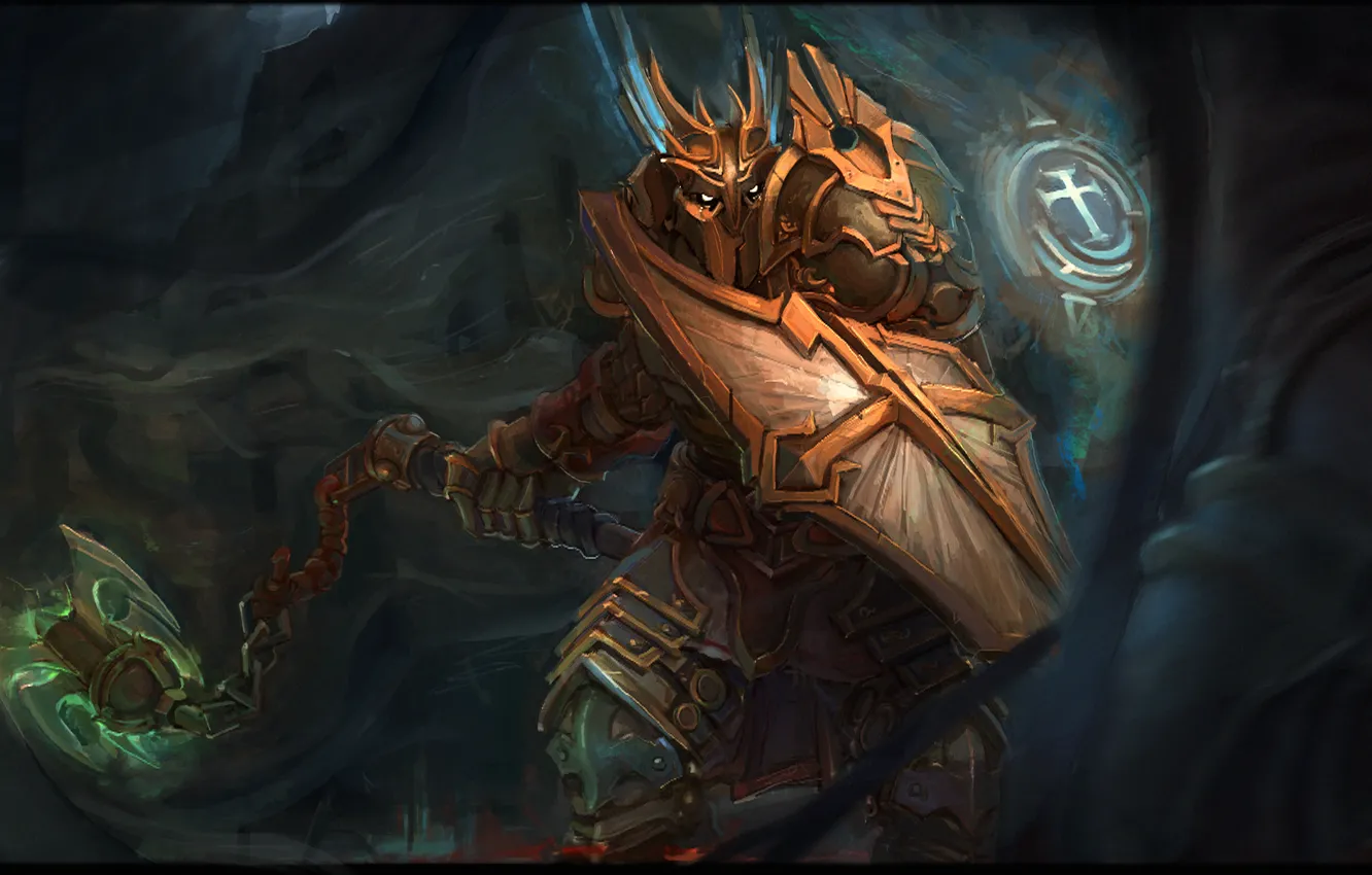 Photo wallpaper shield, Diablo 3, Crusader, Reaper of Souls