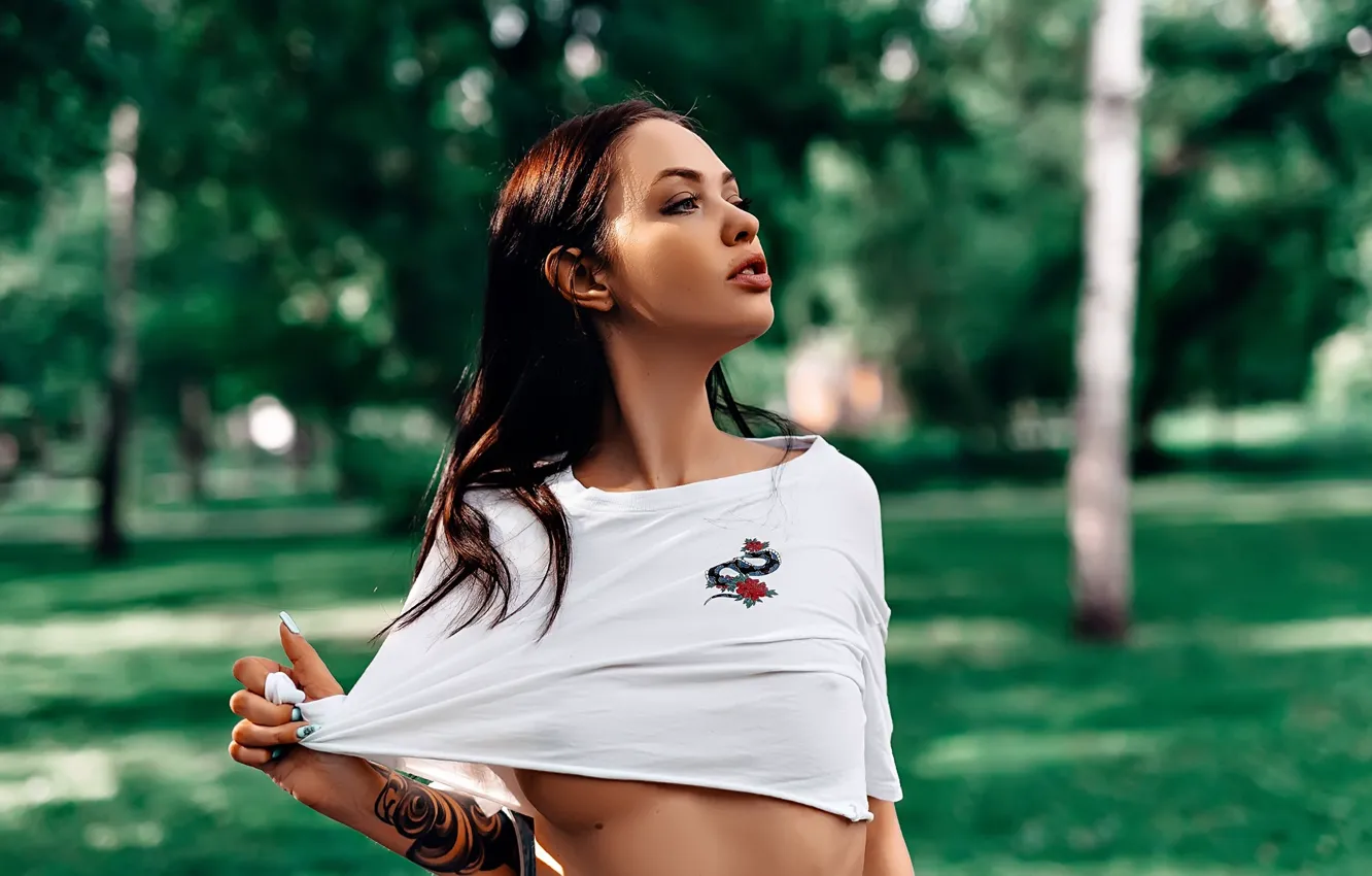 Photo wallpaper girl, model, brunette, posing