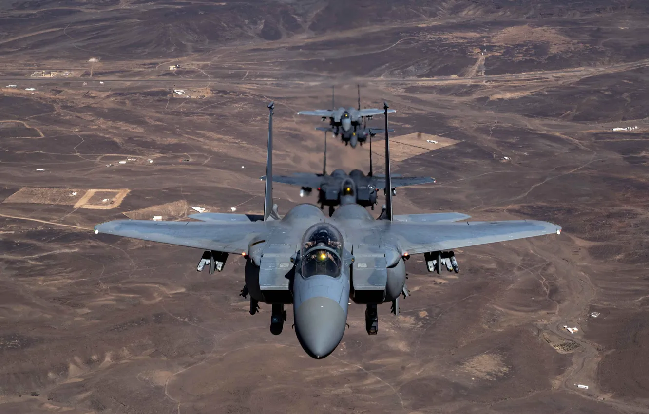 Photo wallpaper UNITED STATES AIR FORCE, American double fighter-bomber, McDonnell Douglas F-15E Strike Eagle