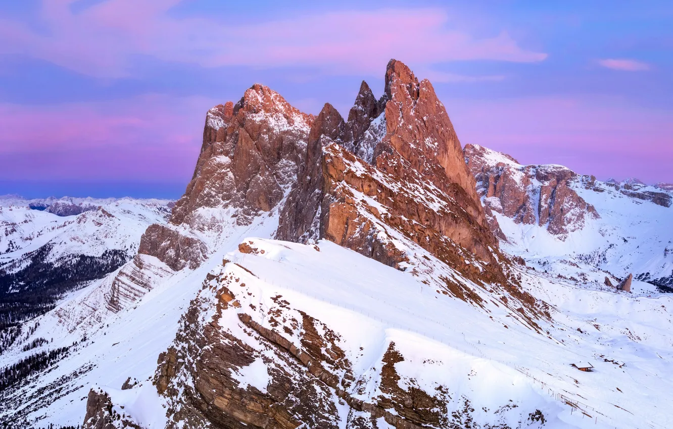 Photo wallpaper snow, sunset, Italy, Italy, sunset, snow, Bolzano, Bolzano