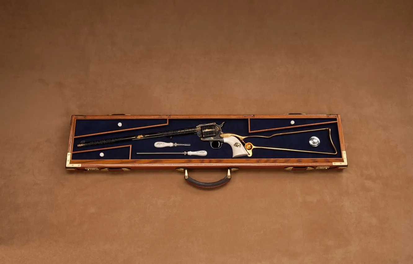 Photo wallpaper instrumento, revolver, butt, case