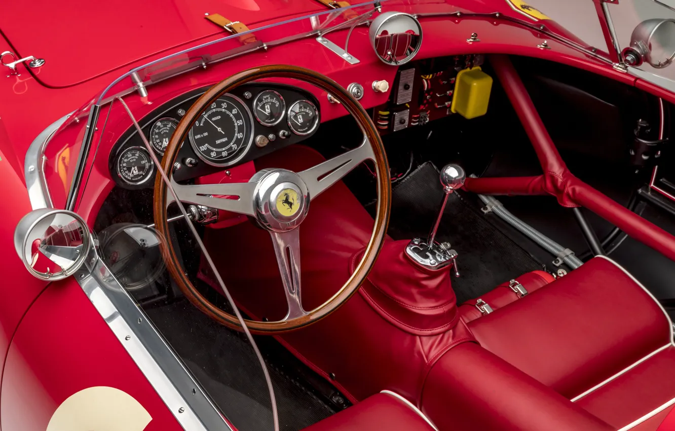 Photo wallpaper Salon, Speedometer, Ferrari, Classic, The wheel, 1957, Scuderia Ferrari, 24 Hours of Le Mans