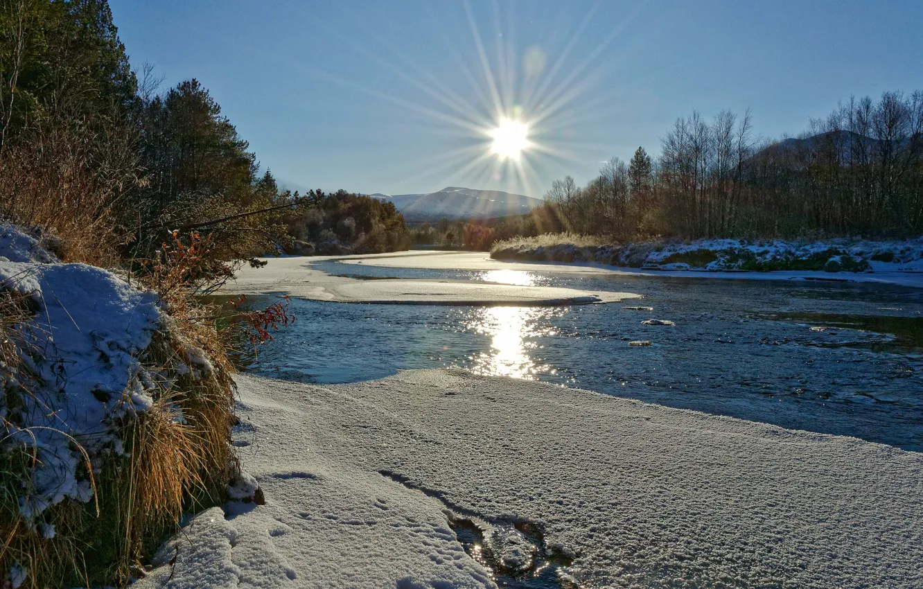 Photo wallpaper winter, Norway, river, Norway, Atna