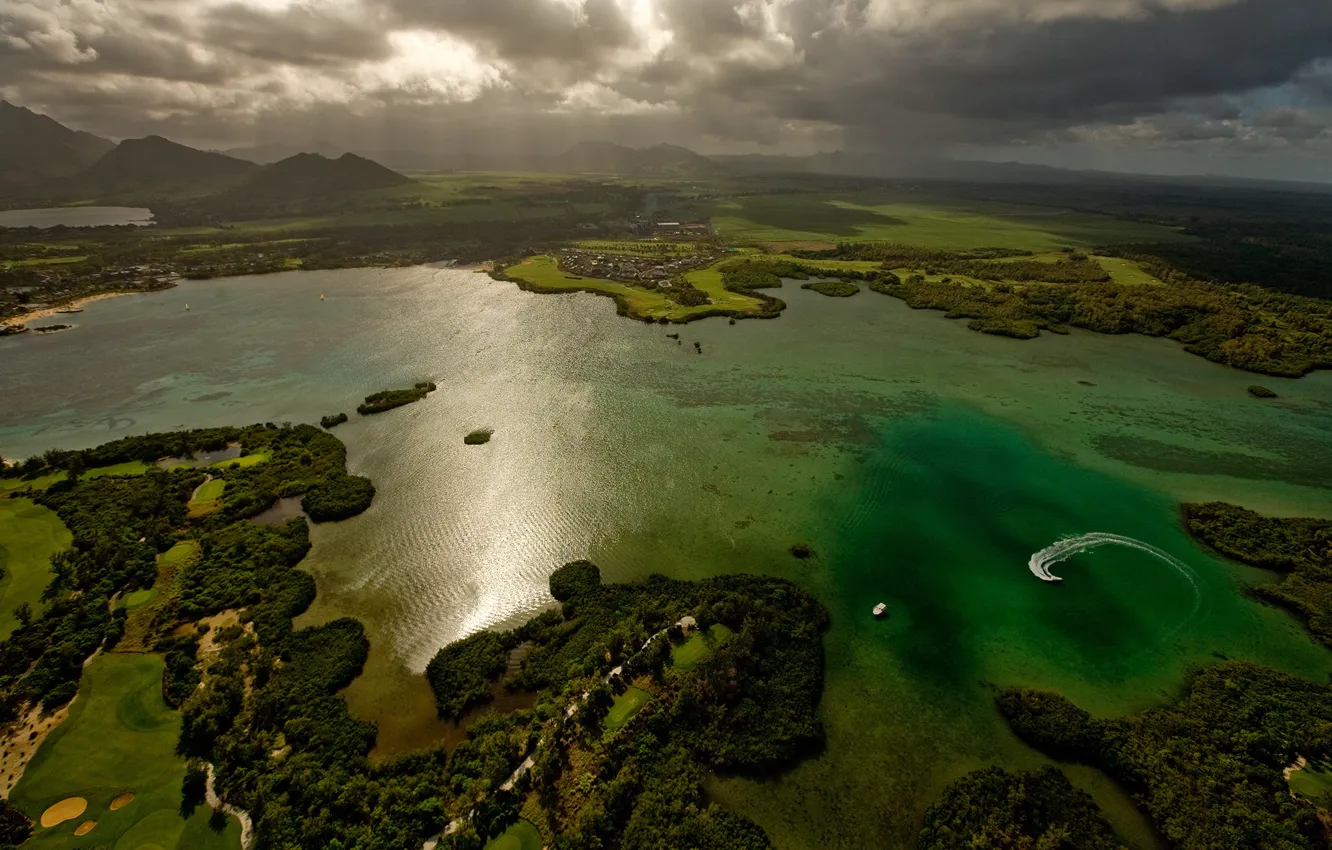 Photo wallpaper the ocean, island, Caribbean, Mauritius, Escape to nature, panorama. Caribbean