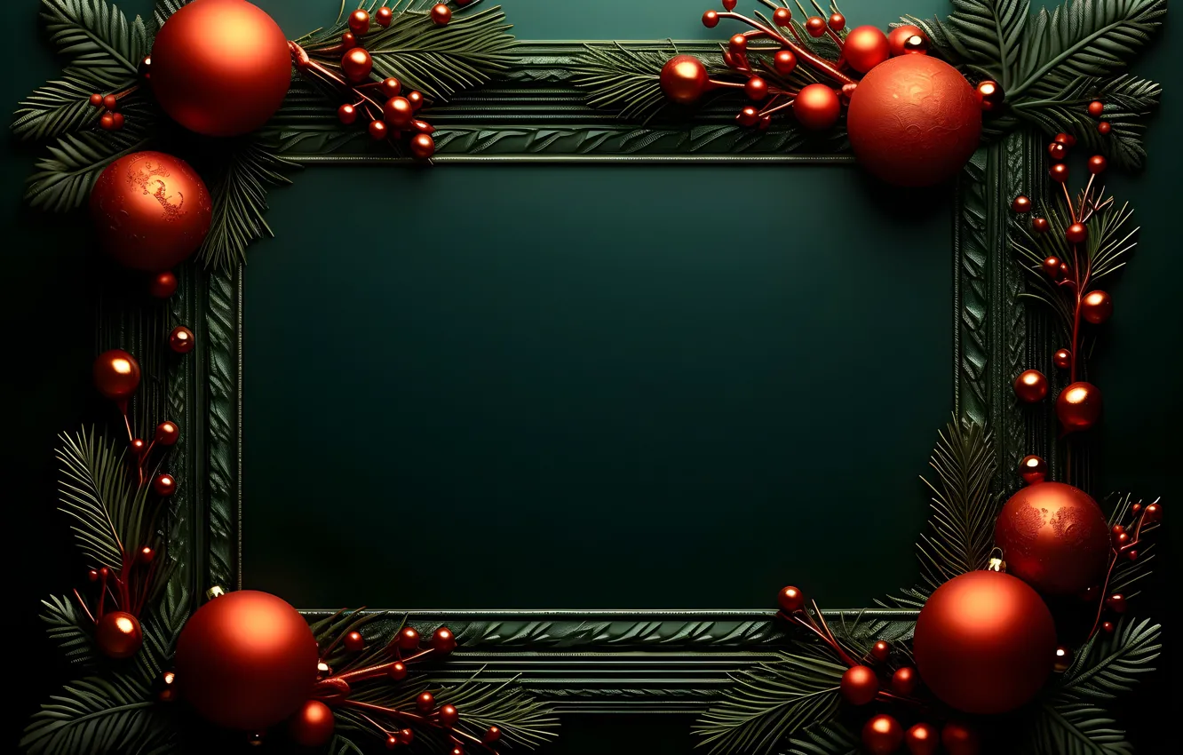 Photo wallpaper balls, new year, Christmas, Christmas decorations, AI art, neural network