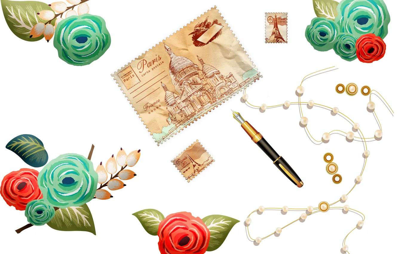 Photo wallpaper postcard, template, blank