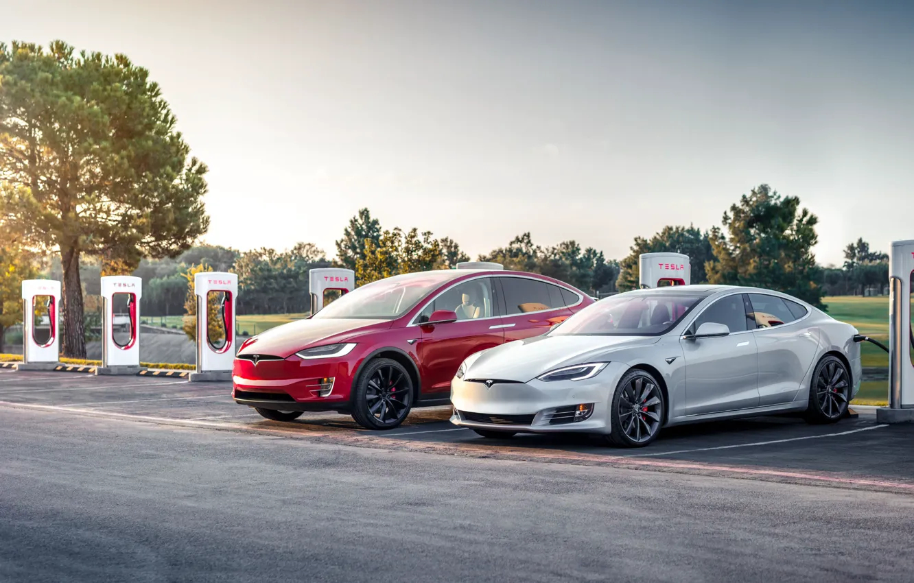 Photo wallpaper USA, USA, Tesla, Tesla, Supercharger, Tesla Model S, Tesla Model X