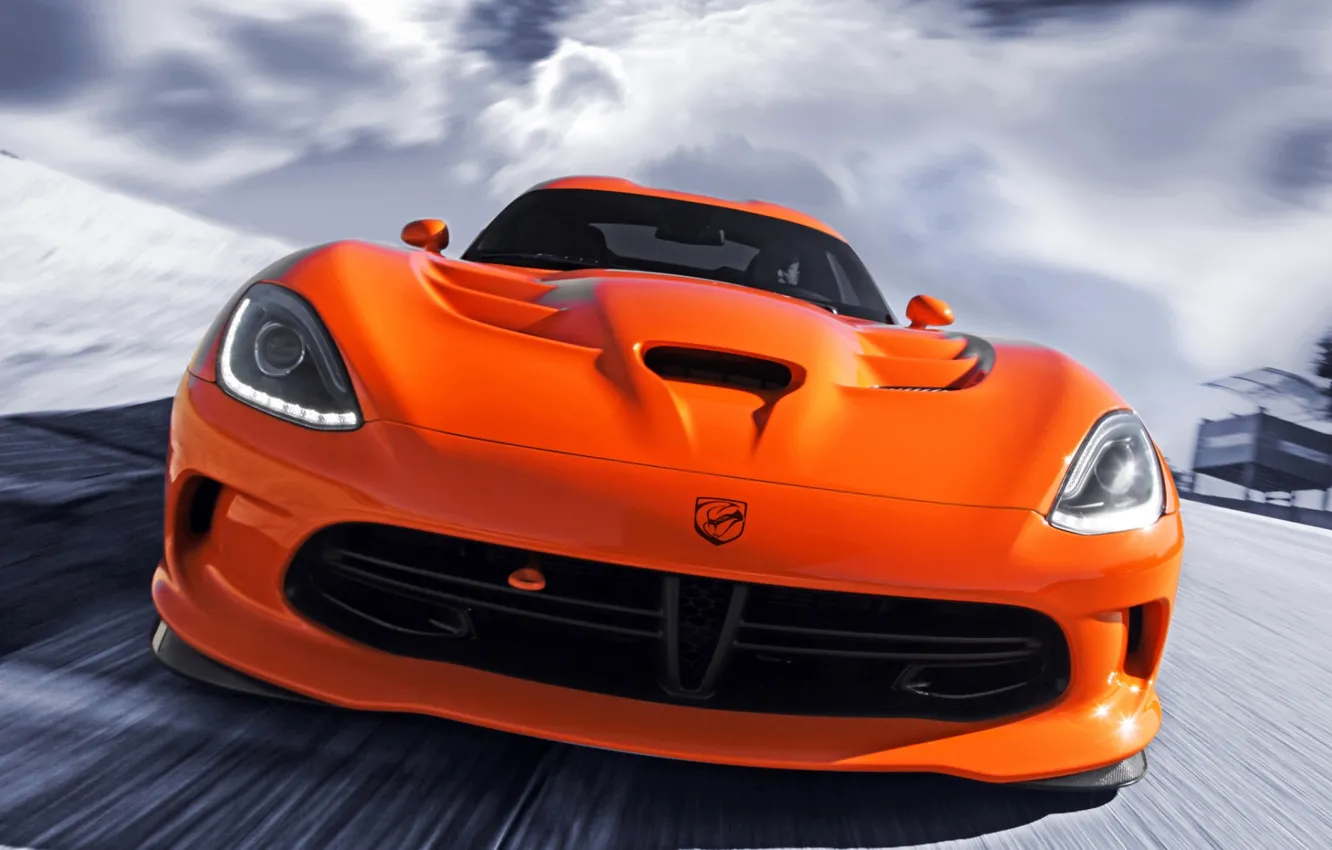 Photo wallpaper orange, Dodge, Dodge, supercar, Viper, the front, Viper, SRT