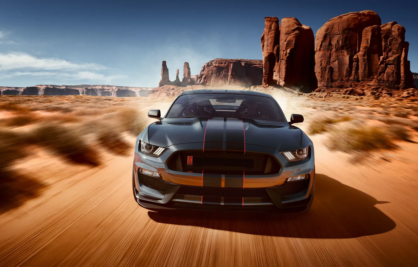 Photo wallpaper Mustang, Ford, Shelby, Auto, Desert, Machine, GT350, Desert
