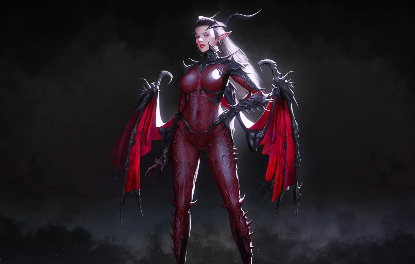 Photo wallpaper Girl, Style, Girl, Wings, The demon, Fantasy, Art, Devil