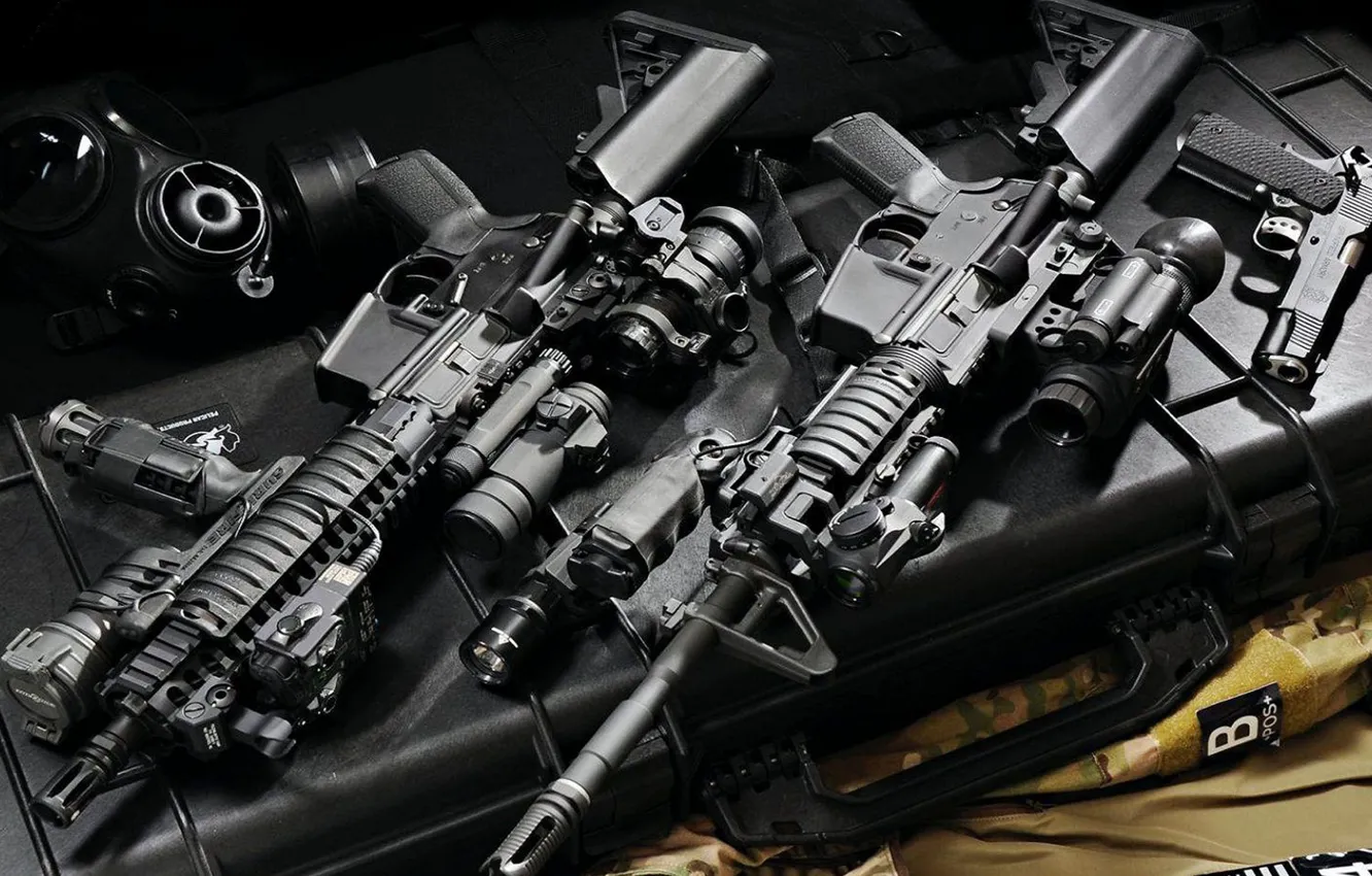 Photo wallpaper machine, USA, Colt, carbine, automatic carbine