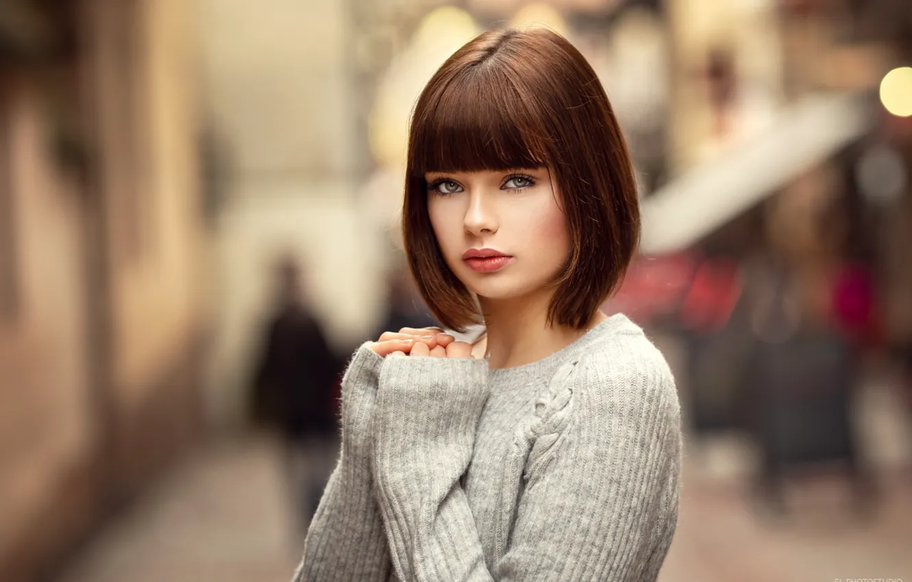 Photo wallpaper look, girl, street, model, hairstyle, beautiful, Lods Frank, Marie Grippon